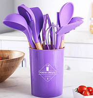 Набор кухонных предметов Silicone kitchen utensils set 12 предметов Фиолетовый akr