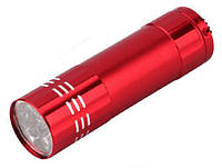 УФ фонарик для сушки гель лака ногтей для маникюра и педикюра на батарейках алюминиевый корпус Красный akr