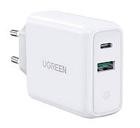 Адаптер питания для телефона Ugreen CD170 White USB+USB Type-C Wall Charger 36W 3A akr