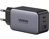Сетевое зарядное устройство Ugreen CD244 USB-A + 2 x USB-C 65 Вт GaN Tech Fast Charger Серый akr