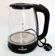 Электрический чайник стеклянный Crownberg CB-9410 с подсветкой 1,8 л Черный akr