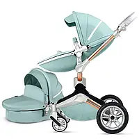 Оригінальна дитяча коляска 2в1 Hot Mom New 360 Бірюзова Tiffany Blue еко-шкіра