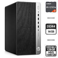 Комп'ютер HP EliteDesk 705 G4 MT/ Ryzen 3 Pro 2200G/ 16 GB RAM/ 128 GB SSD + 1000 GB HDD/ Radeon Vega 8/ 250W