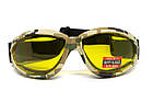 Окуляри захисні з ущільнювачем Global Vision Eliminator Camo Pixel (yellow), жовті в камуфльованій оправі, фото 3
