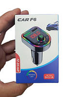 FM трансмиттер модулятор F6 с Bluetooth 5.0 Автомобильная двойная USB зарядка Черный akr