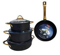 Набор посуды кастрюль премиум класса O.M.S. Collection 3019 DIAMOND Special Edition Black 7 предметов Черный