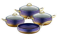 Набор посуды кастрюль премиум класса O.M.S. Collection 3023 с гранитным покрытием 7 предметов Синий (Турция)