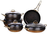 Набор посуды кастрюль премиум класса O.M.S. Collection 3024 подходит для индукционной плиты Черный (Турция)