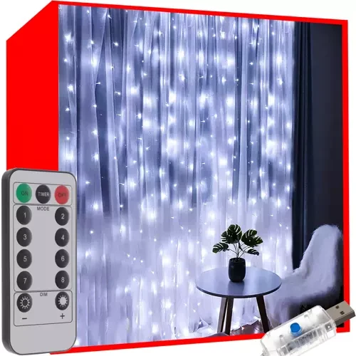 Світлова завіса 300 LED USB-холодний білий Kä19766
