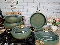Набор посуды кастрюль премиум класса O.M.S. Collection 3024 для индукционной плиты Зеленый (Турция) akr
