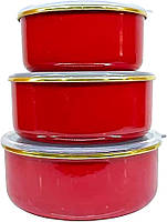 Набор эмалированных контейнеров O.M.S. Collection 10200 для еды 3 предмета Красный (Турция) akr