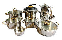 Набор посуды кастрюль премиум класса O.M.S. Collection 1088 из нержавеющей стали 18 предметов (Турция) akr