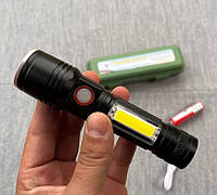 Фонарь аккумуляторный с зумом BL-151 фонарик ручной с боковым светом T6 +COB Зум ZOOM 18650 akr
