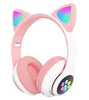 Беспроводные детские Bluetooth наушники Cat Ear VZV-23M с кошачьими ушками Розовые akr
