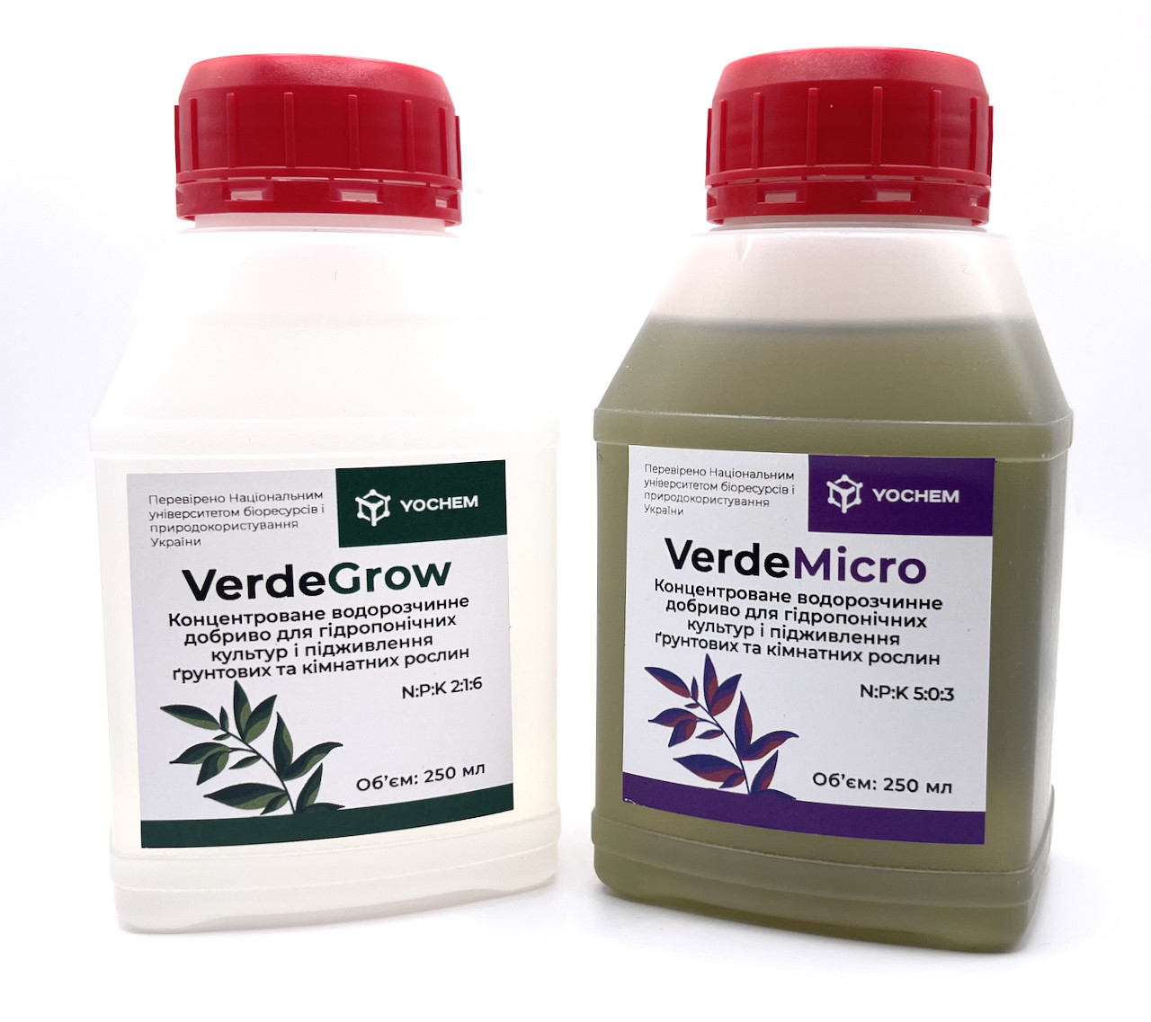 Набір добрив для гідропоніки та мікрозелені VerdeGrow (250мл) та VerdeMicro (250мл)