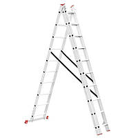 Лестница алюминиевая 3-х секционная универсальная раскладная 3*10 ступ. 6,48 м INTERTOOL