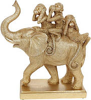 Декоративная статуэтка "Слон и Обезьяны" 25.5х10.5х27см, полистоун, золото FORM