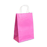 Пакет подарочный крафт без рисунка 19х12х28 см розовый