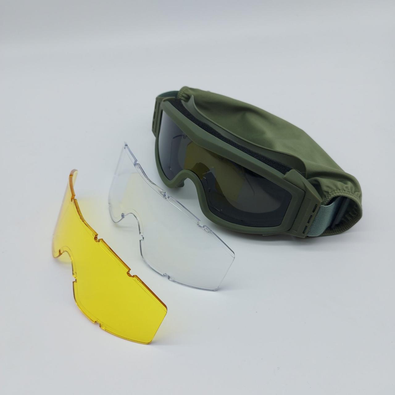 Тактичні захисні протитуманні стрілецькі окуляри (змінні лінзи 3шт. у наборі), фото 1