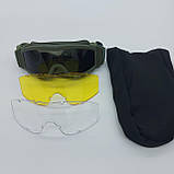Тактичні захисні протитуманні стрілецькі окуляри (змінні лінзи 3шт. у наборі), фото 3