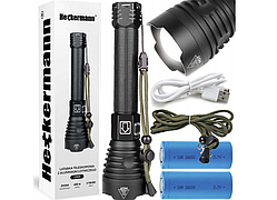 Потужний ліхтарик тактичний HECKERMANN XHP90 3000 lm LED ZOOM USB XHP90 5000mAH