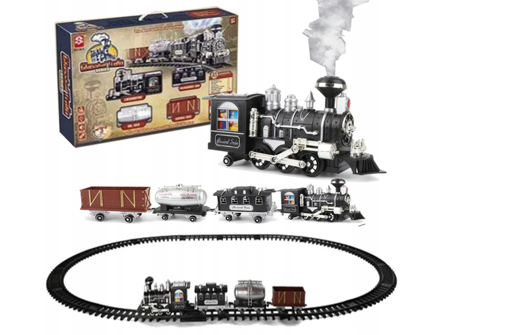 Великий електропоїзд локомотив паровий Classic Train HollaKids 4 вагони + дим 5 метрів залізниці