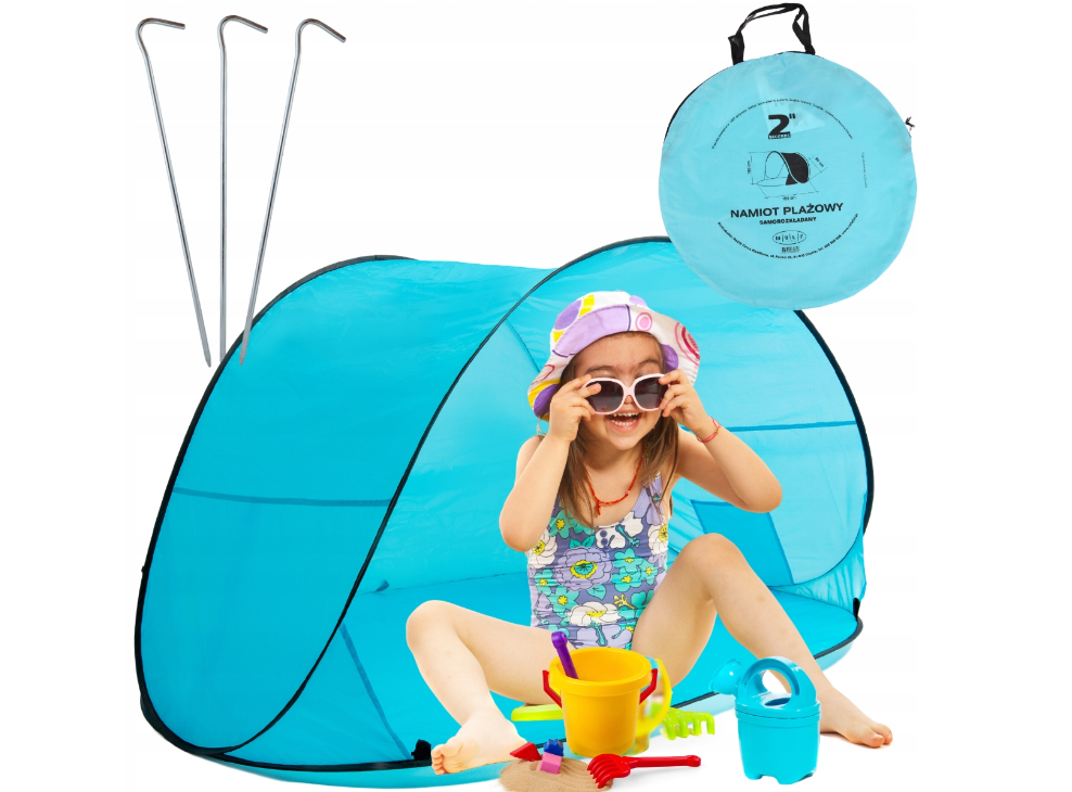 Пляжний намет тент Jack Mors POP-UP UV30+ синій 80 см х 1.5 м х 100 см PLU 48