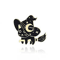 Брошь-значок BROCHE Лунный кот на метле чёрная BRGV111803 QT, код: 7429080