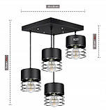 Підвісний стельовий світильник у стилі лофт Luxolar 754 E27 з регулюванням висоти 4 плафони, фото 6