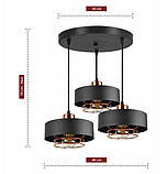 Підвісний стельовий світильник у стилі лофт Luxolar 754 E27 (3 плафони) з регулюванням висоти, фото 2