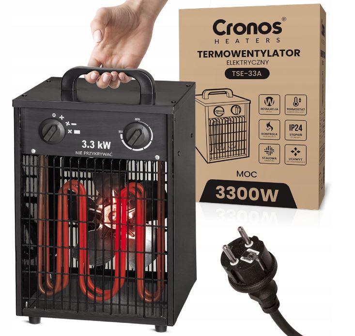 Тепловентилятор електричний Cronos TSE-33A 3300 Вт з ручкою для перенесення, фото 1