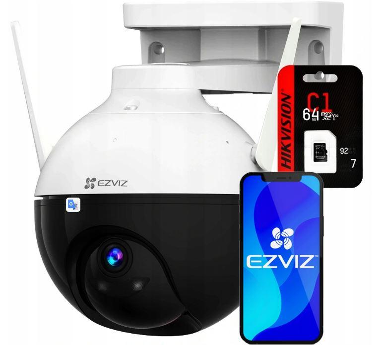 IP-камера відеоспостереження Ezviz C8C + карта 64Gb поворотна камера зовнішнього спостереження FullHD WiFi