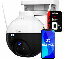 IP-камера відеоспостереження Ezviz C8C + карта 64Gb поворотна камера зовнішнього спостереження FullHD WiFi