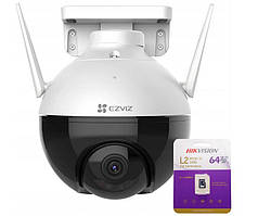 IP-камера відеоспостереження Ezviz C8C + карта Hikvision 64Gb камера зовнішнього спостереження FullHD WiFi