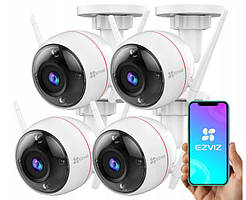 Вулична WiFi FullHD камера з мікрофоном зовнішня Ezviz CS-C3T-PRO 4 Mpx (комплект 4 шт.)