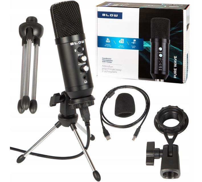 Мікрофон студійний USB Blow 33-051 Конденсаторний USB-мікрофон для подкастів на підставці, фото 1