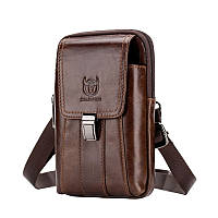 Напоясная сумка с ремешком на плечо T0073 BULL коричневая PZ, код: 6717951