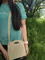 Женская сумка тоут, сумочка на плечо с широким ремешком из полиэфирного шнура, плетеная ручная работа хорошее