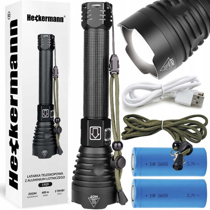 Потужний тактичний світлодіодний ліхтар ZOOM USB XHP90 5000 мАч XHP90 З ПЕРЕЗАРЯДКОЮ + ПІДВІСКА