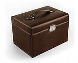 Коричневий органайзер для ювелірних виробів з дзеркалом та висувними ящиками, фото 3