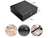 Чорний органайзер з футляром та дзеркалом для зберігання ювелірних виробів на замку, фото 3