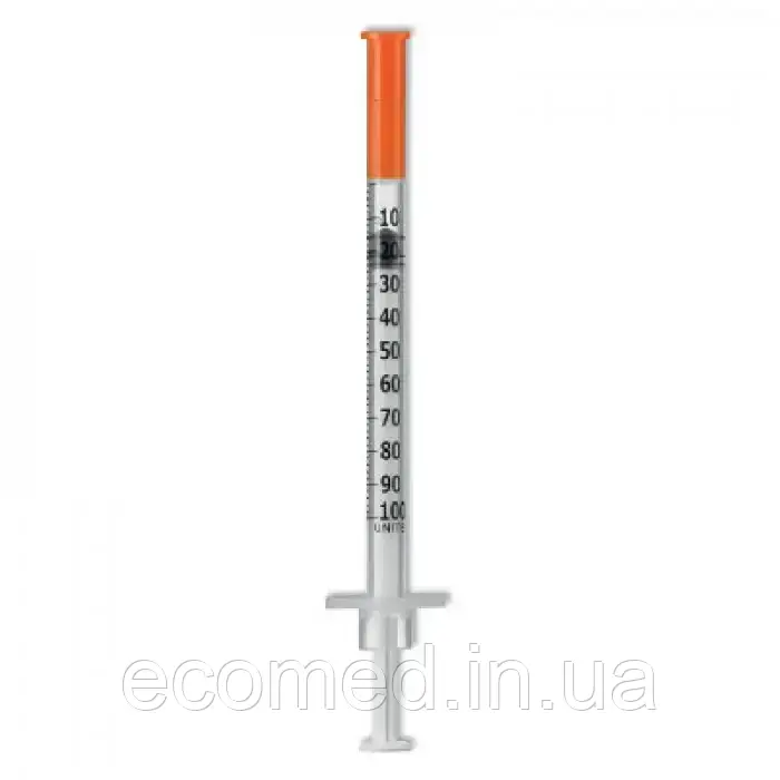 Шприц ALEXPHARМ інсуліновий стер. 1мл., U-100, з інтегрованою голкою 30G (0,3*13 мм), фото 1