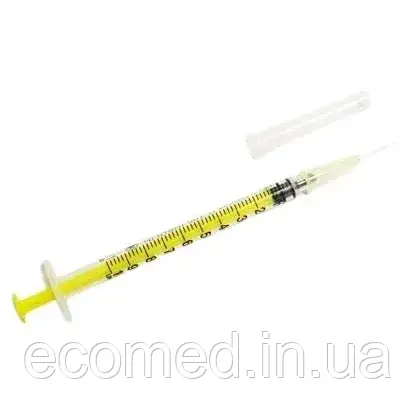 Шприц ALEXPHARМ інсуліновий стер. 1мл.,U-100 голка з'ємна 27G (0,4*13мм), фото 1