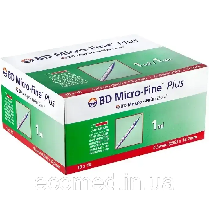Шприц інсуліновий стер. 1мл., U-40, голка 30G BD, фото 1