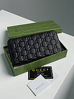 Gucci Black Guccissima Zip-Around Wallet 20 х 10 х 3 см женские сумочки и клатчи хорошее качество