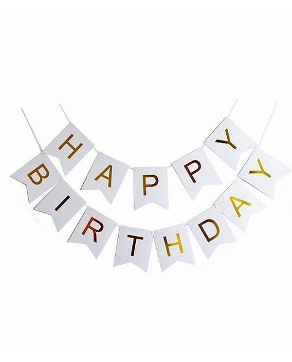 Гірлянда прапорці Happy Birthday (біла)