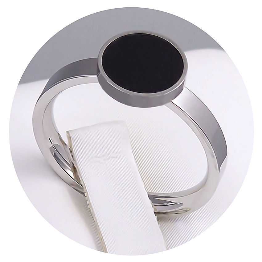 Каблучка Stainless Steel із чорною емаллю. Сталь. Родій. Є: 16р 17р 18р 19р