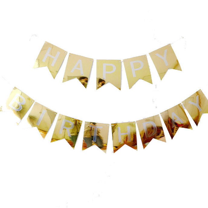 Гірлянда прапорці Happy Birthday (золота)