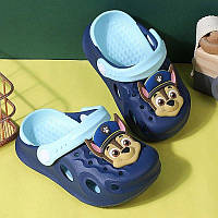 Стильные кроксы Щенячий Патруль с джибитсами для мальчика, обувь для бассейна, детские шлепки на лето Гонщик 24 р. - 15 см