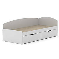 Односпальная кровать с ящиками Компанит-90+2С альба (белый) EV, код: 6541194